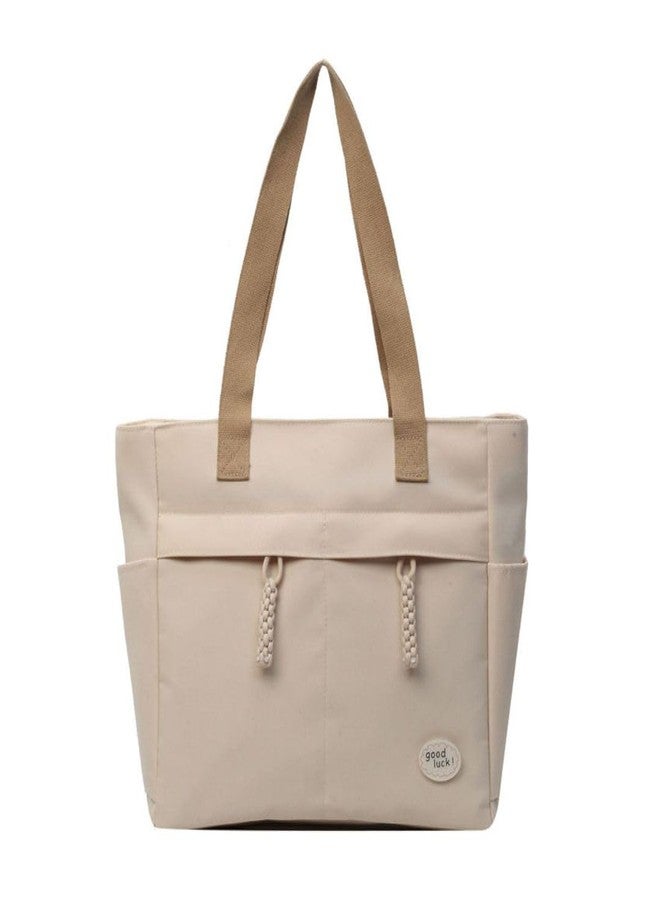Tressential UrbanHandy Canvas Tote Bag, HandBag for Women, Multi-Pocket Design, Casual Style for Office & College (Ivory) - Image 1